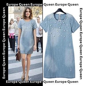 Alexa Chung Denim Pearl Dress